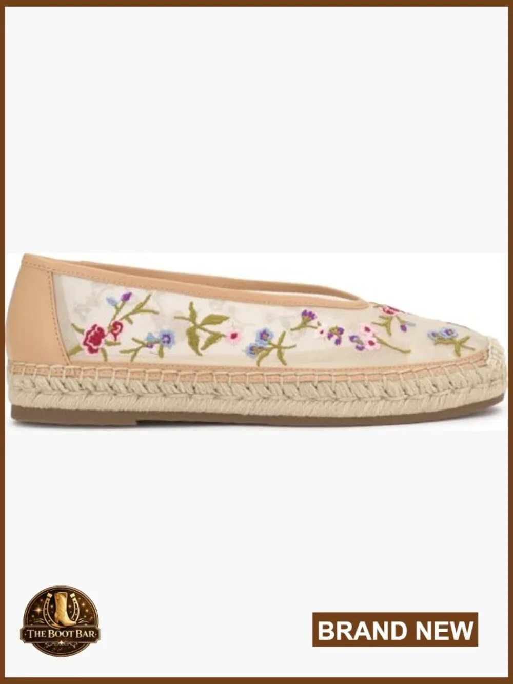 Embellished Mesh Espadrille Flats with Round Toe